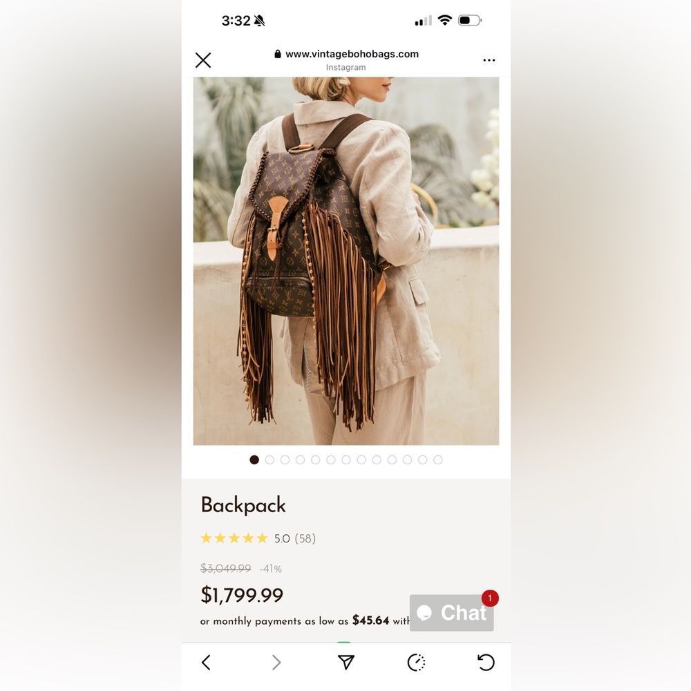 Louis Vuitton Brown and Tan backpack with Fringe by Vintage Boho Bags - Picture 12 of 12